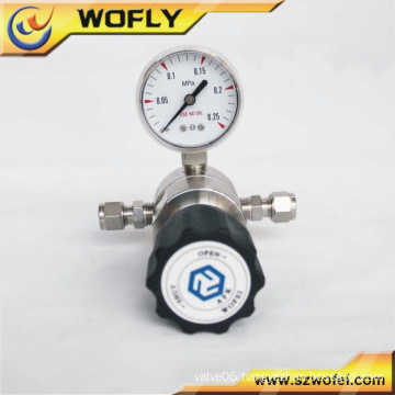 Low pressure Stainless Steel 316L oxygen regulator thread type with two gauges